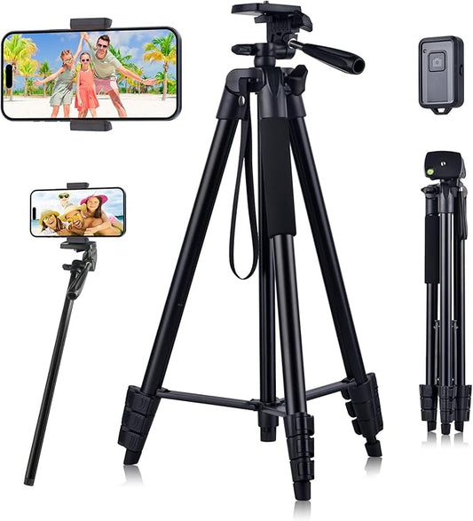 Phone Tripod - Linkcool 160cm 63" Adjustable iPhone Tripod for Smartphone Samsung iPhone Camera Stand, Lightweight Portable Tripod for iPhone with Remote Shutter Control