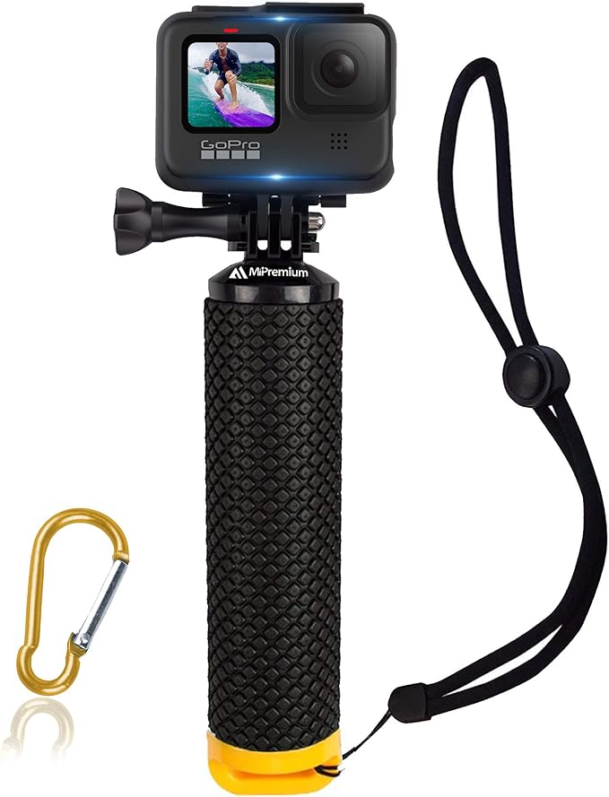 Waterproof Floating Hand Grip Compatible with GoPro Hero 12 11 10 9 8 7 6 5 4 3+ 2 1 Session Black Silver Camera Handler & Handle Mount Accessories Kit for Water Sport and Action Cameras (Yellow)