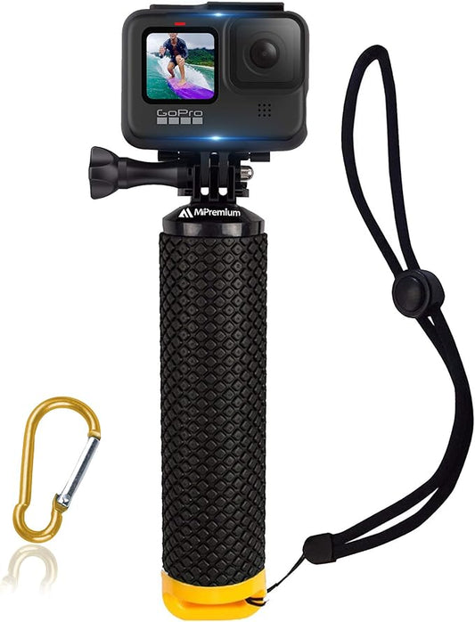 Waterproof Floating Hand Grip Compatible with GoPro Hero 12 11 10 9 8 7 6 5 4 3+ 2 1 Session Black Silver Camera Handler & Handle Mount Accessories Kit for Water Sport and Action Cameras (Yellow)