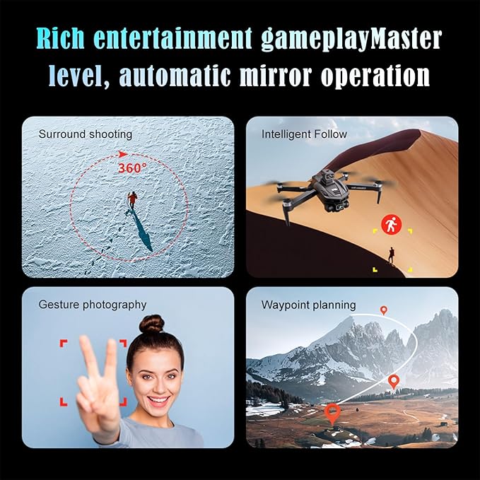 Mini Drone with Camera for Adults - 8K/4K 30FPS HD Video, 4.5" LCD FPV GPS Drone, 60-Min Flight Time (2 Batteries), 10,000ft Transmission, Auto Return, Foldable & Lightweight, Professional/Beginner Friendly (Black-3 Batteries)