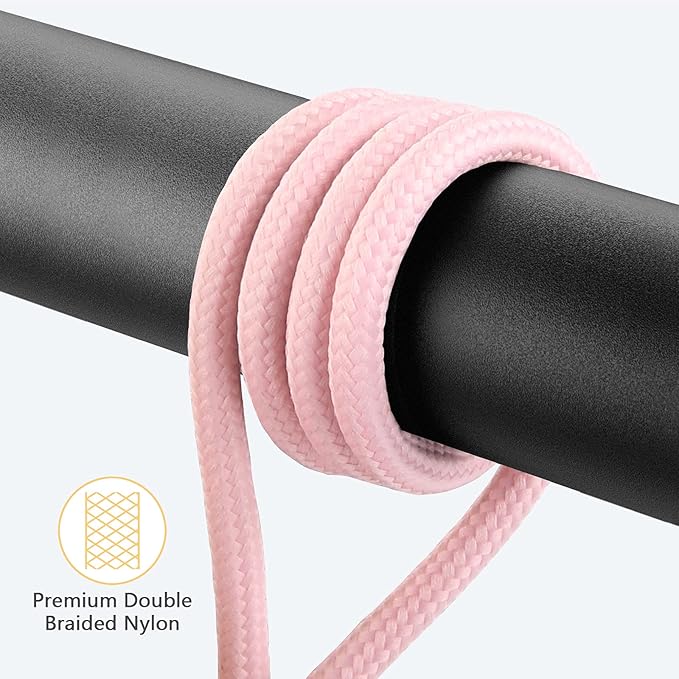 2 Pack 90 Degree iPhone Charger 10Ft Mfi Certified Lightning Cable Right Angle Long Nylon briaded Cord Compatible with Apple iPhone 14 13 12 11 Pro Max XS XR X 8 7 6 5 Plus iPad (Pink)