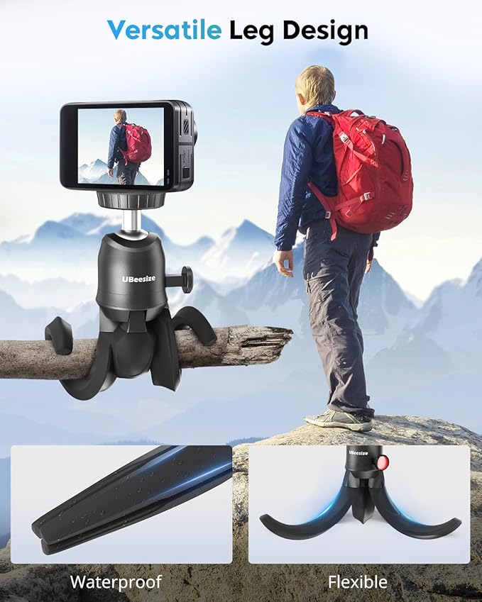 UBeesize Flexible Tripod for iPhone and Samsung with Remote and Phone Holder, Ideal for Video Recording, Vlogging, and Selfies, Compatible with Canon and Sony Cameras