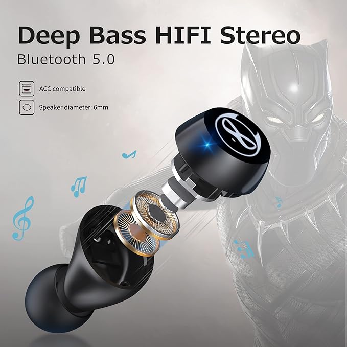 Kids Wireless Earbuds for Small Ears, Touch Control Headset in-Ear Wireless Headphones, Bluetooth 5.3 Noise Reduction Earphones with Blinking Eyes Charging Case