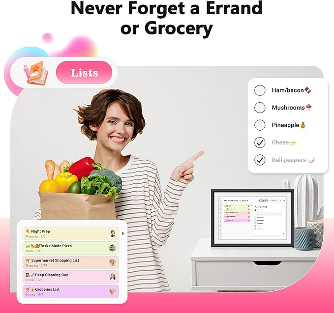 BIGASUO 10.1" Digital Calendar Desktop Touch Screen, Electronic Organizer Planner, Smart Touchscreen Interactive Tablet Display for Monthly, Weekly & Daily Agenda, Family Schedules, To Do List