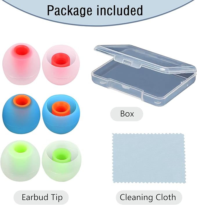 Silicone Replacement Earbud Tips Earbud Covers Ear Tips Fit for in-Ear Headphones (Inner Hole 3.8mm -5.1mm) Earbud Replacement Tips 9 Pairs, S/M/L