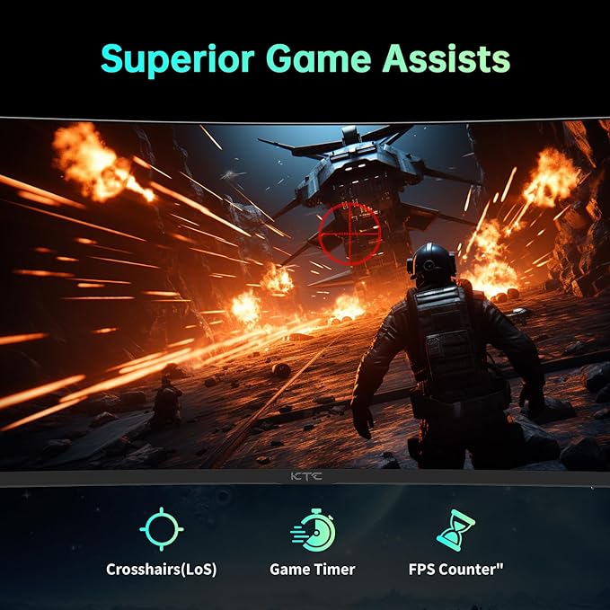 KTC 32 inch Curved Gaming Monitor, 165Hz 1ms MPRT, 2K 1440P 144Hz Monitor, 1500R HVA Display, FreeSync Premium, HDR, 120% sRGB, DisplayPort/HDMI/USB, Vesa Support 3.9x3.9'', PC Monitor for Gamers