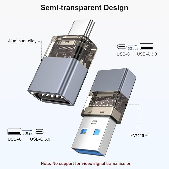 Basesailor USB to USB C Adapter for iPhone 17 16e Charger Adapter 4Pack,USBC Male to 3.0 Female,Thunderbolt 4 OTG Converter for MacBook,Apple 15 14,Apple Watch 10 9,Samsung Galaxy S25,iPad Air,AirPods