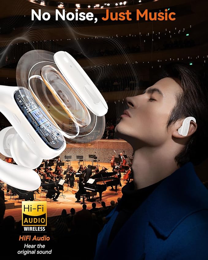 Wireless Earbuds, Sports Bluetooth 5.4 Headphones, Ear Buds with ENC Noise Canceling Mic, 50Hr Playtime Earphones, Palm-Sized, LED Power Display, IPX7 Waterproof Headset for Workout Running, White