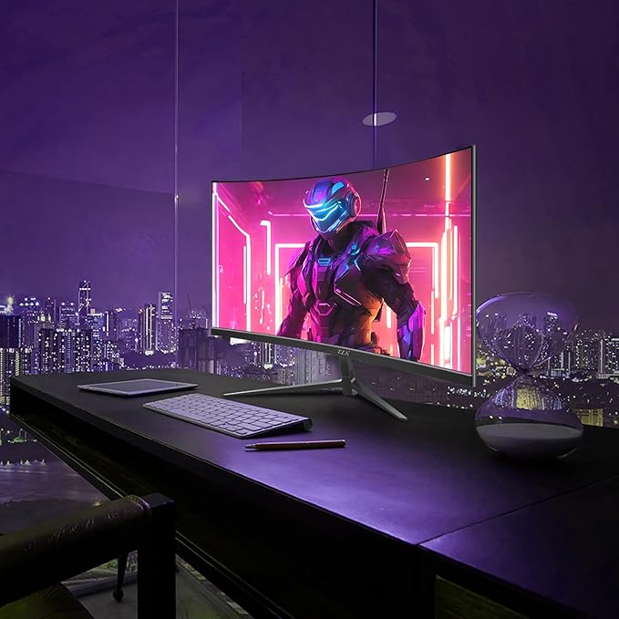 ZZA 27" Curved Gaming Monitor, 280Hz Refresh Rate, FHD 1920x1080p, 1800R VA Panel, 100% sRGB, AMD FreeSync, Low Blue Light, Ultra-Smooth Esports Display, HDMI 2.0 & DP 1.4, VESA Wall Mountable