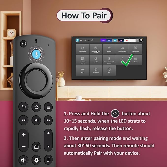 Voice Remote Replacement for All Fire-Series, TV Cube/Stick, Compatible with Stick 4K Max/4K (1st/2nd Gen), Stick (2nd/3rd Gen)/Stick Lite/HD, Omni Series, Insignia/Toshiba/Pioneer Smart TV