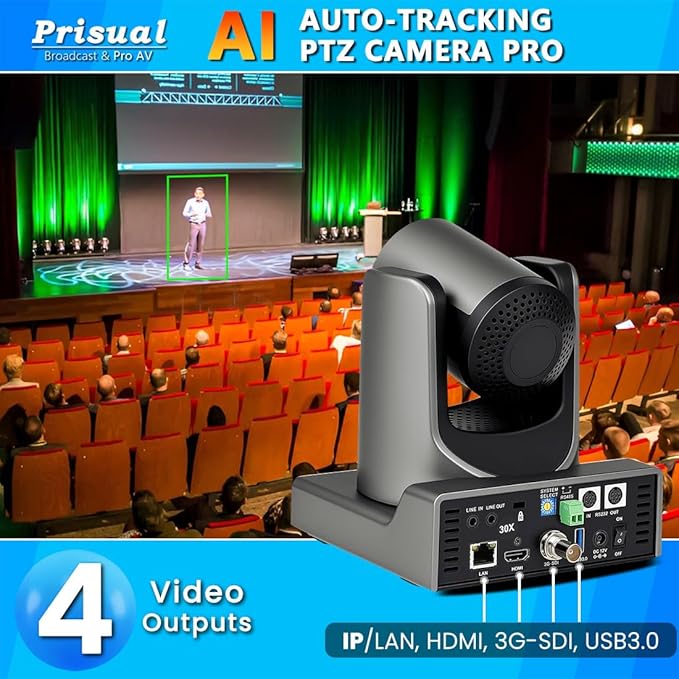 30X Optical Zoom Dual PTZ Camera System - 2-Camera Pro Bundle with PTZ Controller, AI Auto Tracking & HDMI/3G-SDI/USB/LAN Outputs for Multi-Cam Live Production, Church Streaming