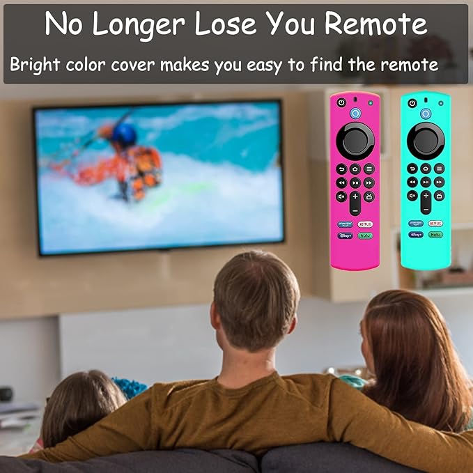 2Pack Remote Cover for Firetvstick 4K Max (3rd Gen) 2021,Silicone Protective Case Compatible with Firetv4k TV Stick Alexa Voice Remote Control with Lanyards,Anti-Slip,Shockproof(Rose Red&Sky Blue)