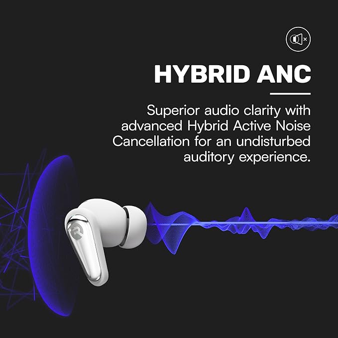 Raycon Pro Earbuds Wireless Bluetooth with Hybrid Active Noise Cancellation, Awareness Mode, 40-Hour Battery, 6 Microphones, IPX5 Water Resistance, Comfortable Ergonomic Fit, Bluetooth 5.3 (Blue)