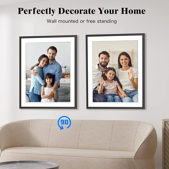 17" Digital Picture Frame Large-Digital-Photo-Frame - 32GB Dual-WiFi Electronic Frame with 1280*960 Touch Screen, Wall Mounted, Auto-Rotate, Share Photos Videos Via App or Email, Birthday Gift for Him