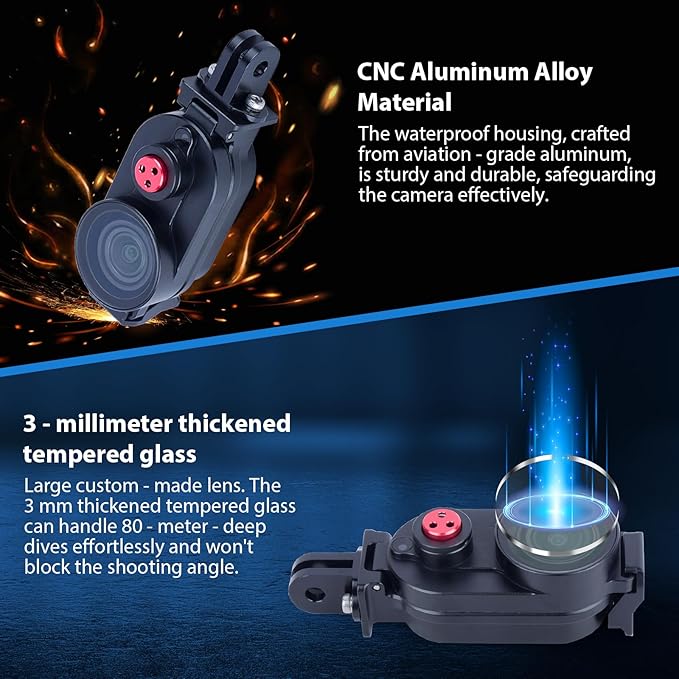 Aluminum Waterproof Case for Insta360 Go3 Go3s 80M Deep Waterproof Camera Housing with Dual Interface for Insta360 Go3 Go3s (63091)