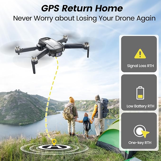Drones with Camera for Adults 4k, WF31 GPS RC Drone FPV Foldable Quadcopter for Beginner with Brushless Motor, 5G Wi-Fi Transmission, Auto Return, Follow Me, Waypoints, 50 Min Flight Time