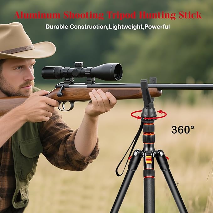 2 in1 Tripod for Camera & Hunting Tripods, 68" Camera Tripods & Monopods with Removable Handle, Aluminum Rifle Tripod & Shooting Stand, Heavy Duty Tripods for DSLR,Canon,Nikon,Sony, Extra Carry Bag