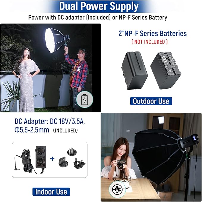 Weeylite Ninja 200 60W LED Video Light, Bi-Color 2800-8500K LED Continuous Lighting with CRI 95+ 15400lux@1m, App Control and Bowens Mount Adapter for Portrait Wedding Outdoor Shooting YouTube Videos