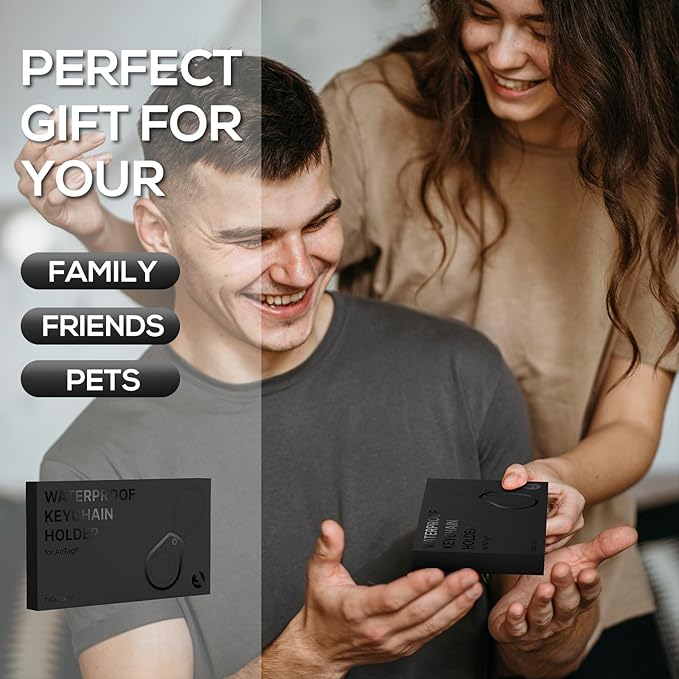 Waterproof AirTag Holder - (4 Pack) Air tag Lock Keychain with Wire Cable Compatible with Apple AirTags, Ultra Durable Anti-Lost Protective Case for Luggage, Key, Backpack,Black/Violet