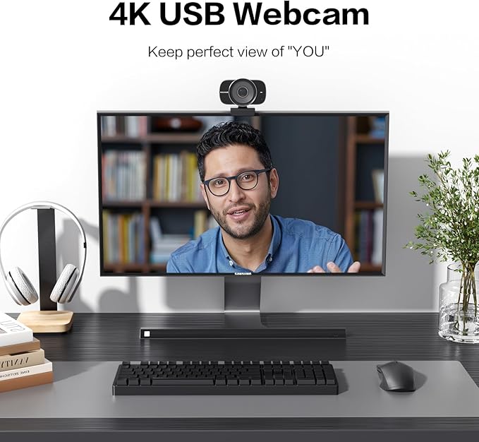 4K USB Video Conference Camera - 120° Wide Angle, Auto Framing Webcam for Mac PC Meetings, 1/2.3" CMOS Sensor Noise Reduction, USB Type-C Connect Laptop PC, Certified for Microsoft Teams