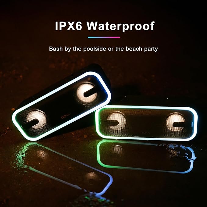 DOSS SoundBox Pro+ Bluetooth Speaker with 24W Impressive Sound, Extra Bass, IPX6 Waterproof, 15H Playtime, Wireless Stereo Pairing, Multi-Colors Light, Portable for Outdoor, Home, Party, Beach