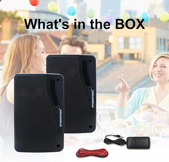 STUDIOFINIX 3.5 Inch Outdoor Bluetooth Speakers Waterproof Wired,3 Way 200W Upgrade Premium Wall Mount Speakers,Ideal use in Patio,Deck, Indoor Outdoor（Black）