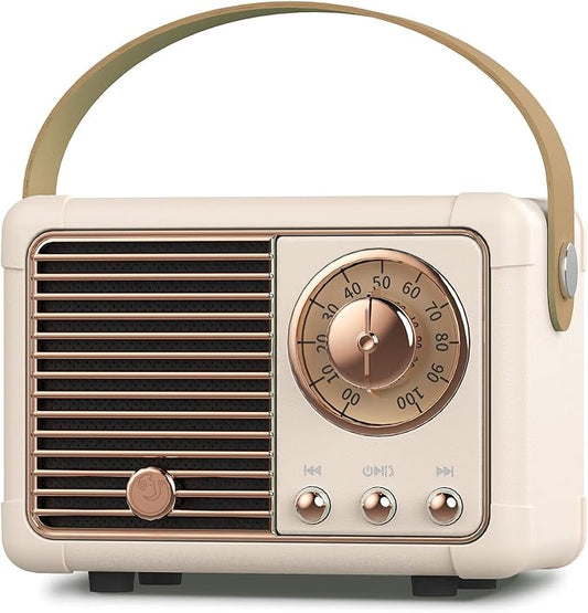 PRUNUS J-999 Retro Bluetooth Speaker,Vintage Decor,Mini Wireless Bluetooth Speaker,Cute Old Fashion Style Support USB/TF Card/AUX for Kitchen Desk Bedroom Office Party Outdoor(Yellow)