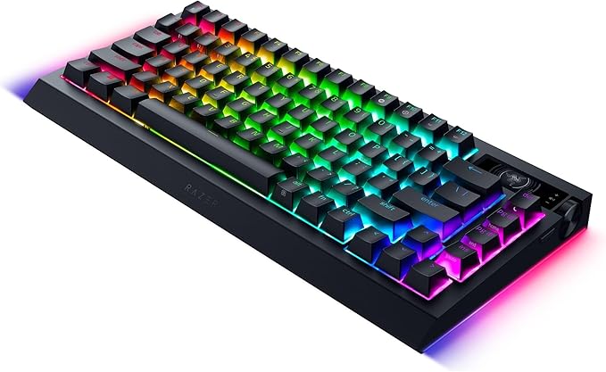 Razer BlackWidow V4 Pro 75% Wireless Gaming Keyboard: OLED Display - True 4K Hz Wireless - Bluetooth - Hot Swappable - Orange Tactile Switches - Command Dial - Snap Tap - Chroma RGB - Wrist Rest