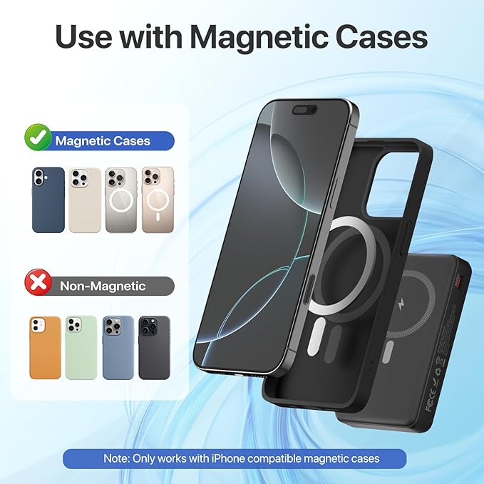 Magnetic Portable Charger, 10000mAh Wireless Power Bank with Stand and USB C in/Out LED Display, Battery Pack for iPhone 16/15/14/13/12/Pro/Mini/Pro Max
