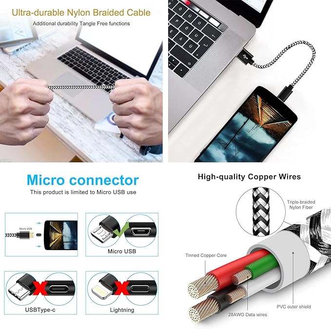 Y.D.F USB Power Cord Power up Your Fire TV Stick Form Your TV's USB Port, USB Cable for Chromecast/Roku Stick, 2 Pack 8 Inch (1 Straight 1 Angle)