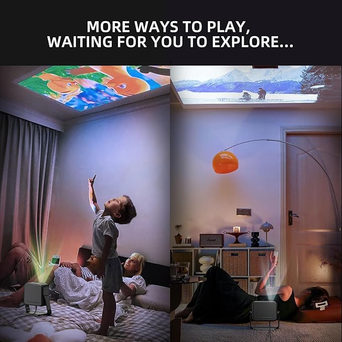 [360°Adjustable Stand] Mini Projector with WiFi and Bluetooth: Electric Focus & Auto Keystone 1080P 500 ANSI Bluetooth Projector, ONOAYO AY3 Portable Movie Phone Projector for Home Upgrade Black