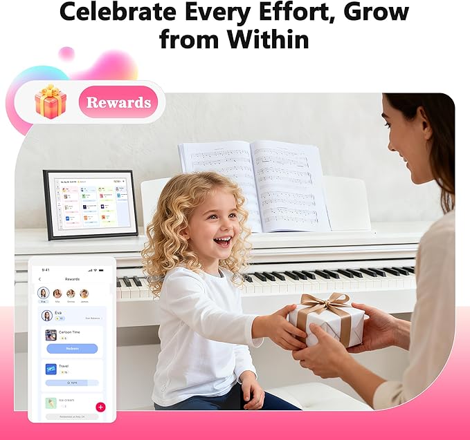 BIGASUO 10.1" Digital Calendar Desktop Touch Screen, Electronic Organizer Planner, Smart Touchscreen Interactive Tablet Display for Monthly, Weekly & Daily Agenda, Family Schedules, To Do List