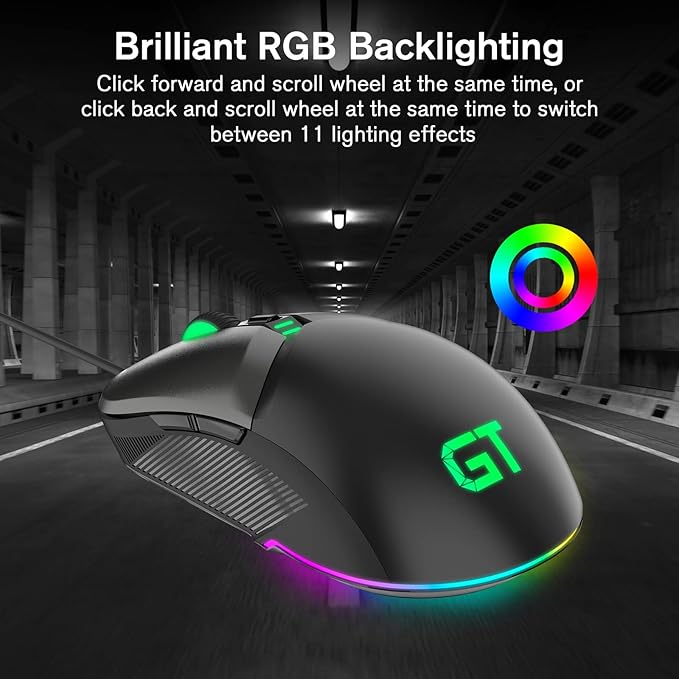 RaceGT Wired Gaming Mouse, USB Optical Computer Mice with High-Precision Adjustable up to 8000 DPI, Ergonomic Computer USB Mouse with RGB Backlit for Windows/PC/Mac/Laptop