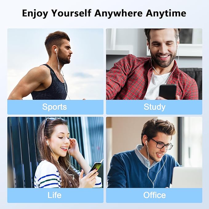 2 Pack Wired Headphones for iPhone Earbuds with Built-in Microphone & Volume Control HiFi Stereo Nosie Reduction Earphones for iPhone 14 13 12 11 Pro Max XS XR X 8 7 6, Plug and Play, Support All iOS