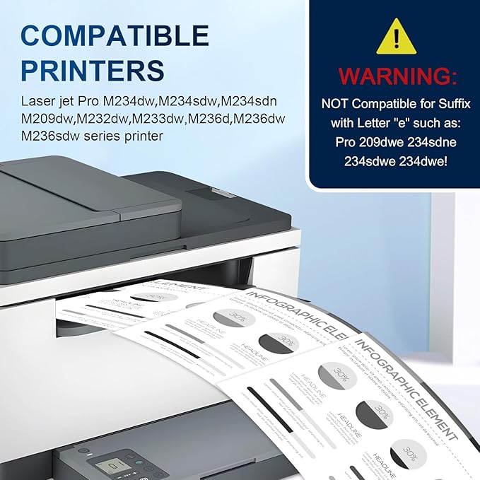 134X Black Toner Cartridges(with Chip) Compatible 134X W1340X 134A W1340A for Laser Jet M209dw MFP M234dw M234sdw M234sdn Printer (2 Pack)