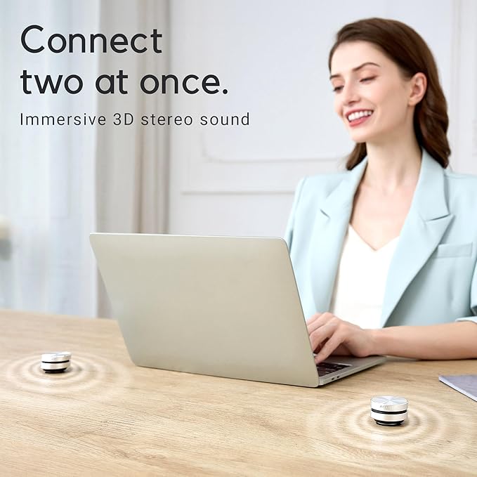 Anything Speaker - Portable Mini Bluetooth - Turn Anything Into A Speaker! Wireless Bone Conduction Induction Vibration Humbird + Gift Box - Nano Travel Sized, 360° Sound (Silver)