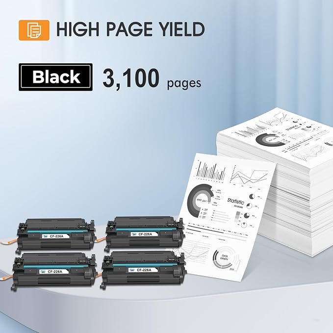 26A CF226A Toner Cartridge 26X Compatible for HP 26A CF226A 26X CF226X Pro M402n MFP M426fdw M402dne M426fdn M402dn M402 M402dw M426 M426dw Printer Black Ink 4 Pack