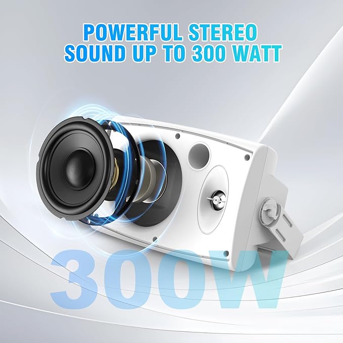 STUDIOFINIX 6.5 Inch 400W Outdoor Speakers Wired Waterproof Passive with Powerful Bass, Wall Mount Speakers for Patio Garden Poolside Home(Pair,Black) (White, 8)