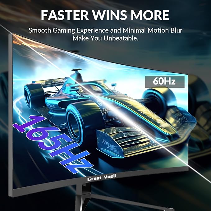 34 Inch Curved Gaming Monitor, UWQHD 3440x1440, 165Hz 1ms, Ultrawide 1500R, FreeSync, HDR, 99% sRGB, HDMI 2.0/DP 1.4, Eye Care, VESA Mountable, Tilt Adjustable