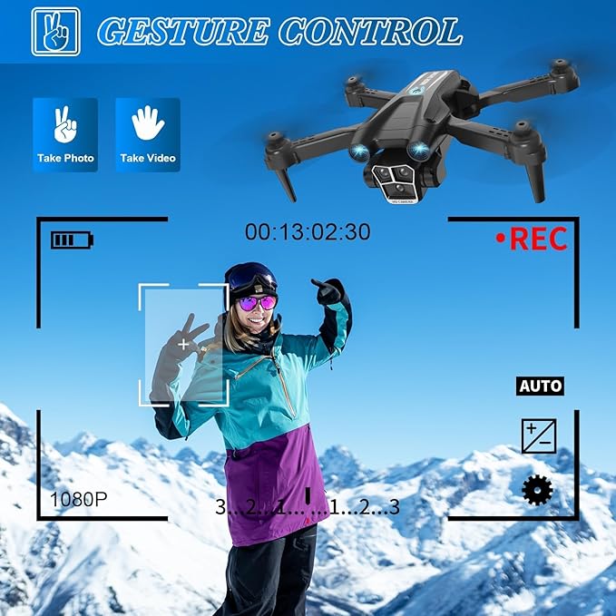 Drone with Camera 1080P HD, Mini Drone for Beginners Kids Adults, RC Quadcopter with 2 Batteries, Carrying Case, Stable Hover, Trajectory Flight, Gravity Control, Toys Gifts for Teen Boys Girls
