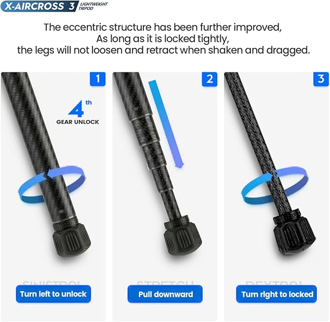 Fotopro Carbon Fiber Tripod 60 Inch 360 Degree Ball Head Quick Release Plate Lightweight Camera Tripod for Travel Tripod Folded Height Only 14.2",Max Loads up to 22lbs,Blue