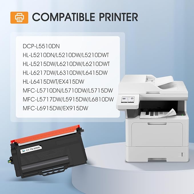HL-L6210DW TN920 TN920XL Toner Cartridge Compatible for Brother TN920XL TN920 TN920XXL Toner for Brother Printer HL-L6210DWT HL-L5210DW HL-L5210DN HL-L5210DWT Printer Black High Yield 2 Pack