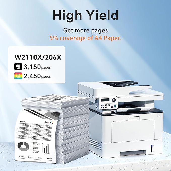 206X Compatible Replacement for Toner Cartridge for HP 206 206X 206A Toner Cartridges 4 Pack High Yield to Use with HP Color Laserjet Pro MFP-M283fdw M283cdw Pro M255dw M283 M255 (BK/C/M/Y 4 Pack)