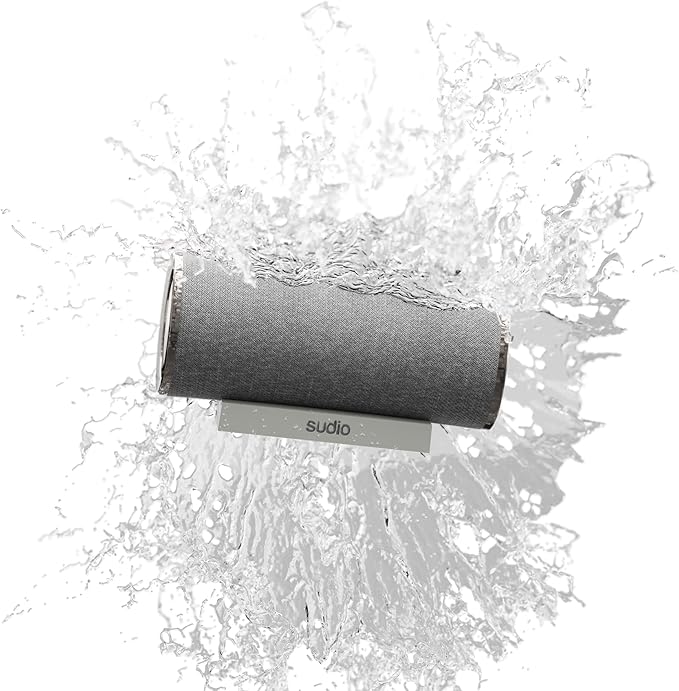 Sudio Femtio Portable Bluetooth Speakers - Wireless, IPX6 Waterproof, Dual Play, with Microphone, 14h Play Time, for Android and iOS (Silver)