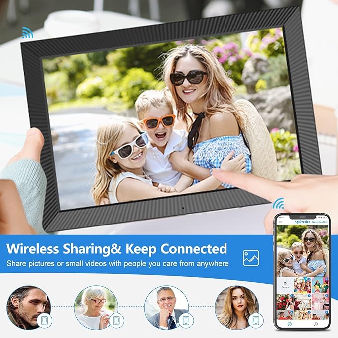 Large Digital Photo-Frame 19" Digital-Picture-Frame - 32GB Dual-WiFi Digital Frame, FHD Touch Screen, Motion Sensor, Wall Mountable, Share Photos Videos via App or Email, Free Cloud, Gift for Mom
