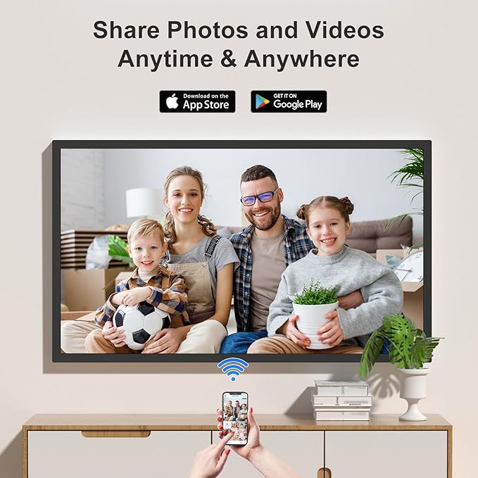 32 Inch Extra Large Digital-Picture-Frame - FHD IPS Dual-WiFi Digital Photo Frame, Remote Control, Smarthphone Synchronous Screen, Load Photo Video from Phone via APP Email, Digital Frame for Gallery