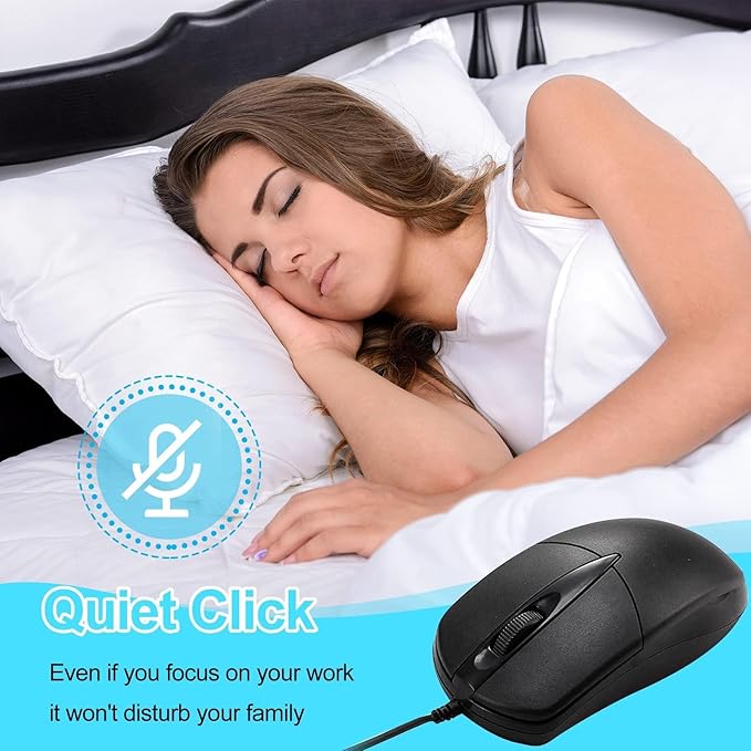 100 PCS Black Wired USB Computer Mouse Bulk - 1000 DPI 3 Button Corded with Home Office Noiseless Simple for Laptop Desktop PC