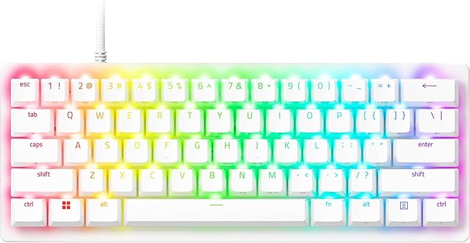 Razer Huntsman V3 Pro Mini 60% Esports Gaming Keyboard: Analog Optical Switches Snap Tap - Rapid Trigger - Adjustable Actuation - Dual-Purpose Mod Keys - Doubleshot PBT Keycaps - White