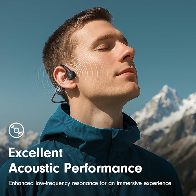 Bone Conduction Headphones, Open Ear Headphones Bluetooth 5.4 with Mic, 8H Playtime,Bone Conduction Earbuds IP56 Waterproof for Cycling, Hiking,Workout