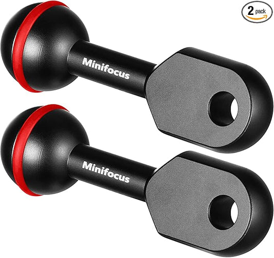 MINIFOCUS 1" Ball to YS Head Clip Arm, 2PCS 3.35"/8.5cm Aluminum Alloy YS Head Adapter Lightweight Arm Underwater Photography Lighting System Connector for Diving Strobe/Video Light